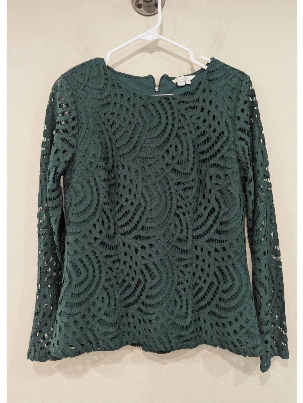 Boden Zeta Long Sleeve Lace Ponte Top Size 6